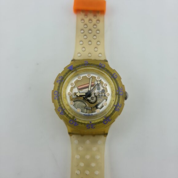 Swatch Jelly Bubbles SDK104 1991 Scuba 200 Collection RARE Upside Down Movement - Picture 1 of 14